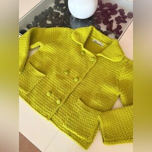 NWOT- Zara Lime Green Knit Cardigan